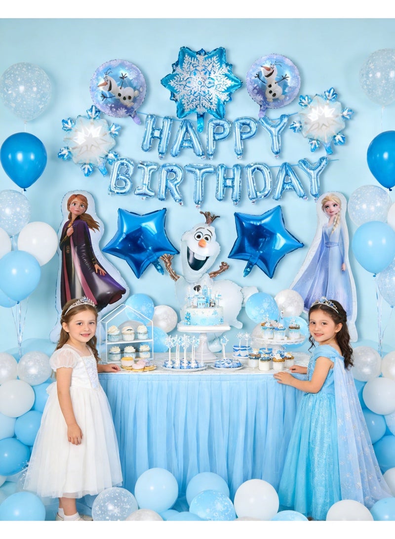 مستلزمات حفلات أعياد الميلاد المجمدة إلسا آنا الأميرة زينة بالونات من الألومنيوم 19 قطعة لمناسبات التخرج وحفلات استقبال المولود الجديد والحفلات ذات الطابع الخاص - Image 2